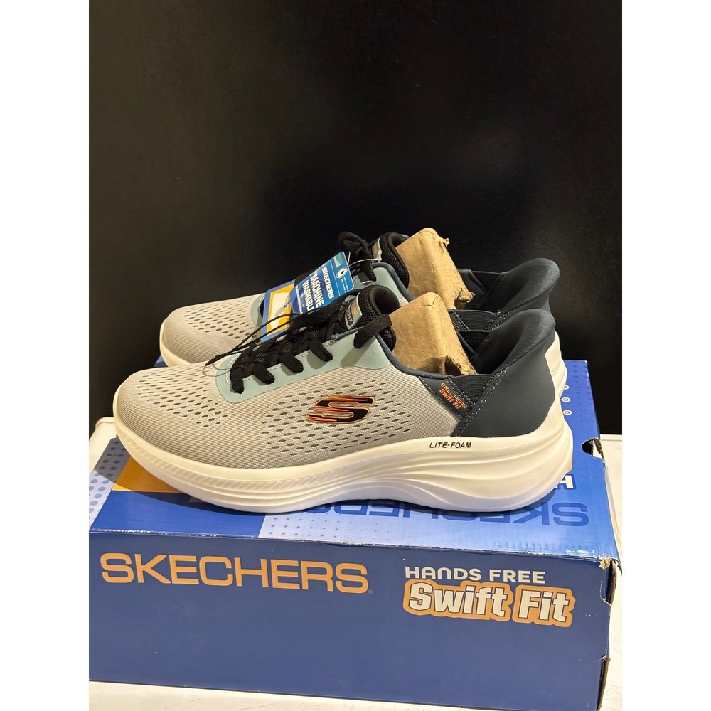 Skechers Mens Hands Free Swift Fit Sneakers Gray Black‎ 255056S Size 10.5 NIB